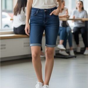 DEMOCRACY Ab Solution Bermuda 11” Jean Sz 0 Petite Dark Wash Stretch - See Notes